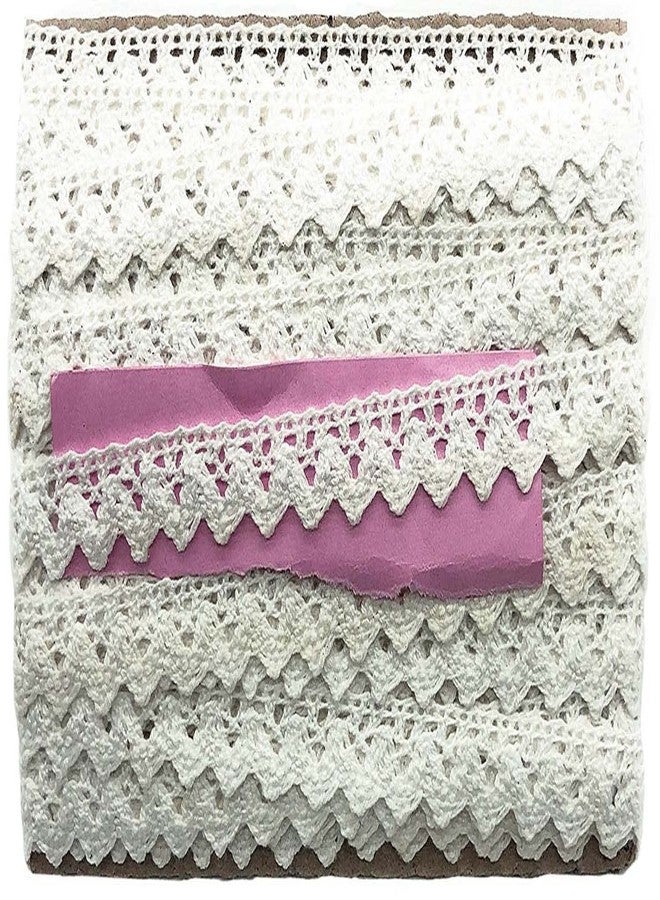 Mezin Cotton Crossiya Snake Gpo White Lace Border for Dress, Kurtis, Dupatta, Bag, Craft and Decorations(9 Mtr) - Image 1